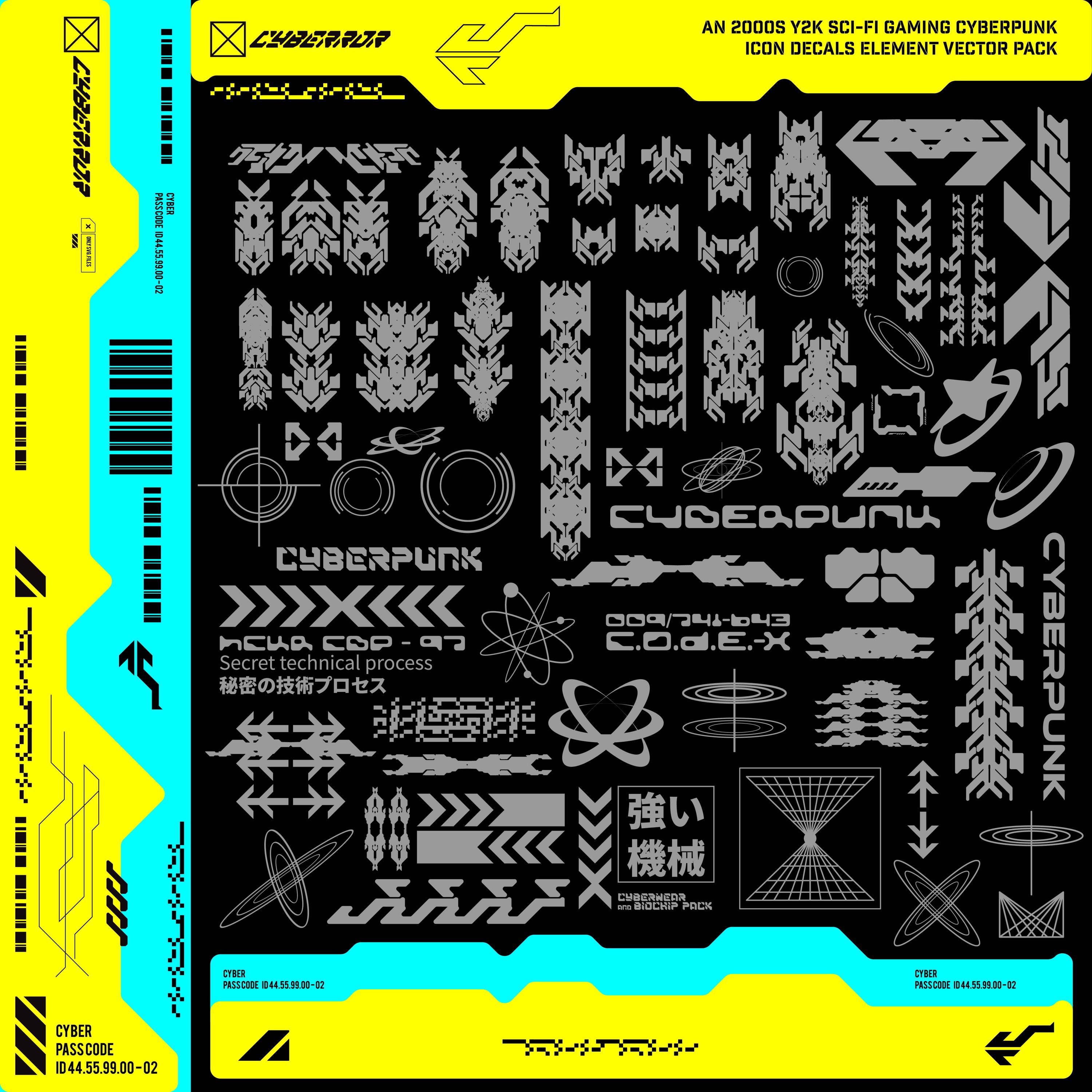 Retro Futuristic 2000s Y2k Sci-fi Gaming Cyberpunk Decals