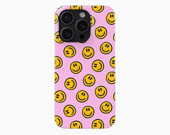 Coque pour portable SMILEY MIGNON ROSE | iPhone 15 14 13 12 11 X Xr Pro Plus | Samsung Galaxy S24 S23 S22 S21 S20 Fe Ultra | Google Pixel 8 7 6