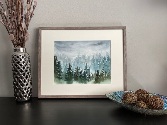 Colorful Pine Trees- Original Art Watercolor- 5x7 Greeting Card - Ridge  Light Ranch