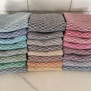 Handwoven 100% Cotton Kitchen Dish Towels, Modern Geometric Diamond Pattern Tea Towels image 1