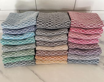 Handwoven 100% Cotton Kitchen Dish Towels, Modern Geometric Diamond Pattern Tea Towels
