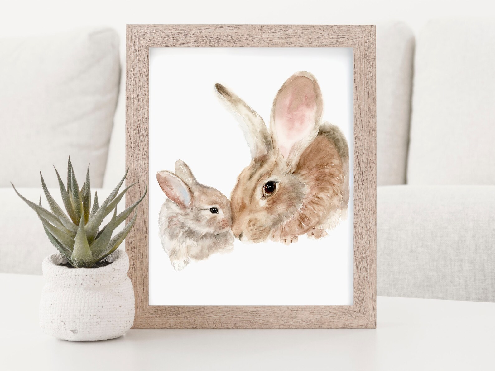 Mom and Baby Bunny Watercolor Art Print bunny - Etsy