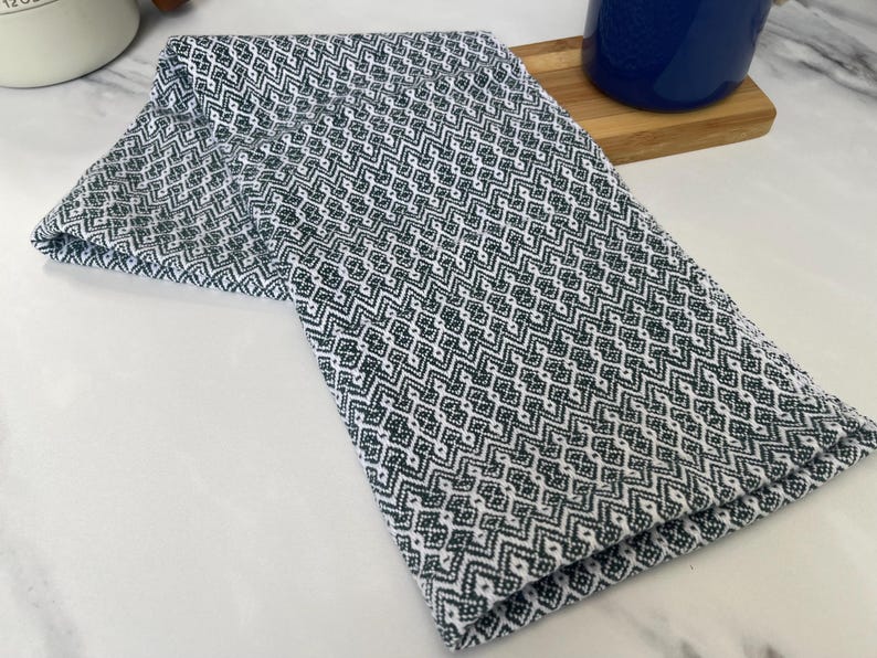 Handwoven 100% Cotton Kitchen Dish Towels, Modern Geometric Diamond Pattern Tea Towels image 9
