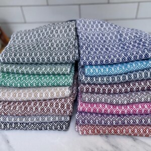 Handwoven 100% Cotton Kitchen Dish Towels, Modern Geometric Diamond Pattern Tea Towels image 14