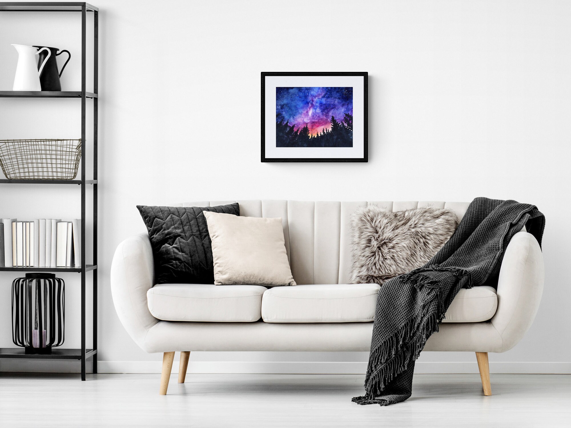 Starry Night Sky Galaxy Watercolor Art Print Milky Way Over - Etsy