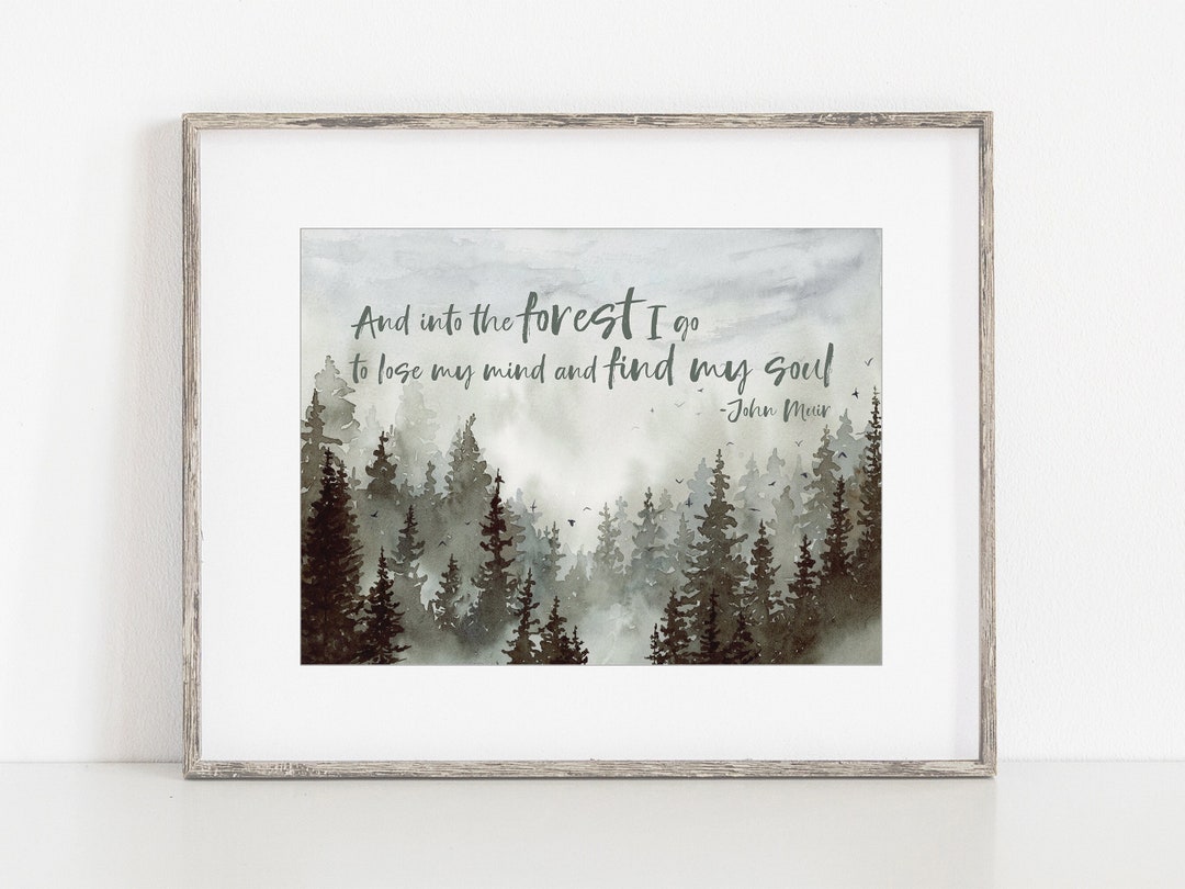 Misty Pine Trees Watercolor Art Print, Foggy Evergreen Forest With John ...