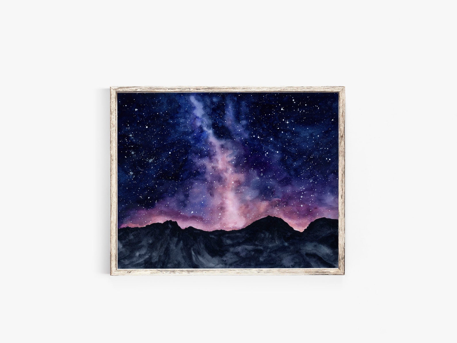 Starry Night Sky Galaxy Watercolor Art Print Milky Way Over - Etsy