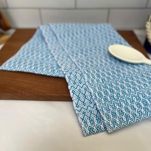 Handwoven 100% Cotton Kitchen Dish Towels, Modern Geometric Diamond Pattern Tea Towels image 2