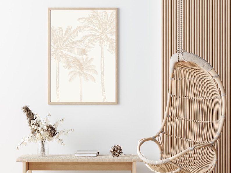 Palm Tree Print: Minimalist Beach Wall Art Vintage Tan (digital ...