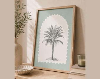 Vintage Palm Print | Dusty Sage Coastal Wall Art (Digital Download)