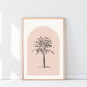 Vintage Palm | Dusty Pink | Palm Tree Print | Printable Art | Coastal Print | Neutral Wall Art | Minimalist Home | Minimalist Wall Art
