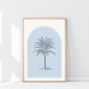 Vintage Palm | Dusty Blue | Palm Tree Print | Printable | Digital Print | Beach Wall Art | Printable Wall Art | Beach House | Coastal Home
