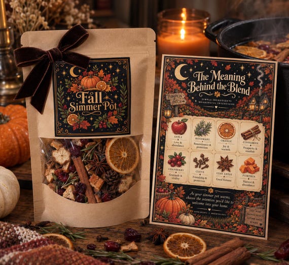 Fall Simmer Pot Kit, Autumn Stovetop Potpourri, Cozy Home Fragrance, Hostess Gift, Housewarming Gift