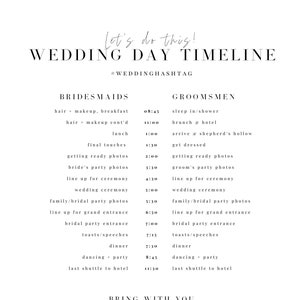 Wedding Day Timeline Template