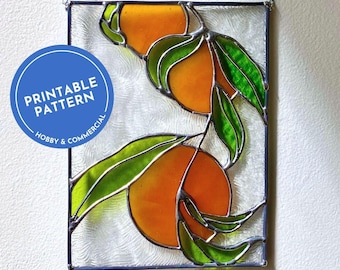 Patrón • Naranjas primaverales • Patrones de vidrieras para imprimir