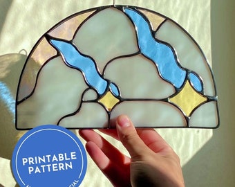 Patrón • Estrellas fugaces • Patrones de vitrales imprimibles