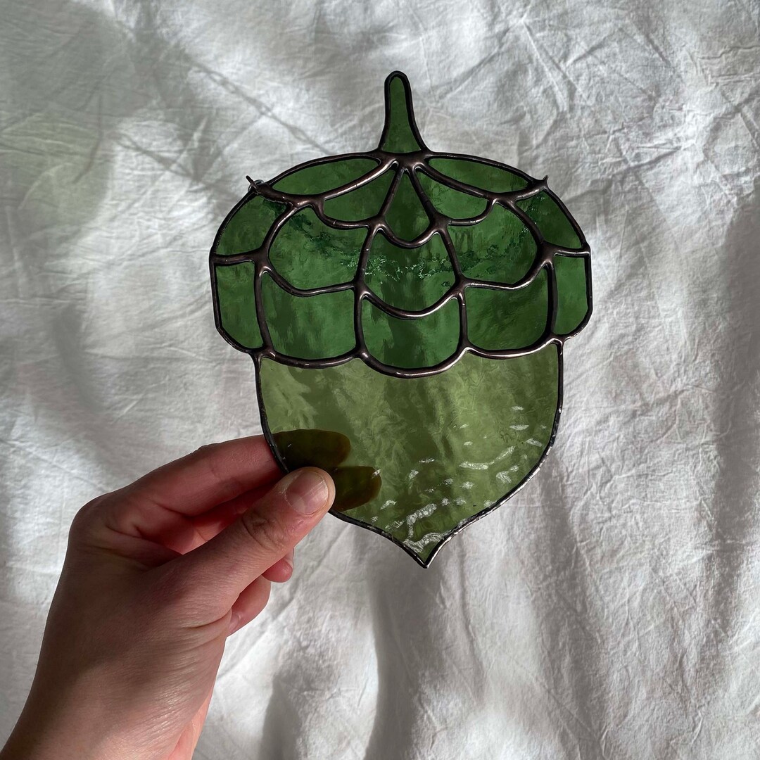 Acorn Suncatcher Stained Glass Window Hanging Etsy
