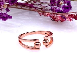 ADHS Anxiety Anti Stress Angst Ring Fidget Ring Toy Spinner Ring Edelstahl Nickelfrei größenverstellbar hautfreundlich 2 Perlen ROSÉGOLD