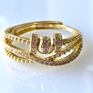 ADHS Anxiety Anti Stress Angst Ring Fidget Ring Toy Spinner Ring Edelstahl Nickelfrei Goldfarben Geschenk größenverstellbar hautverträglich