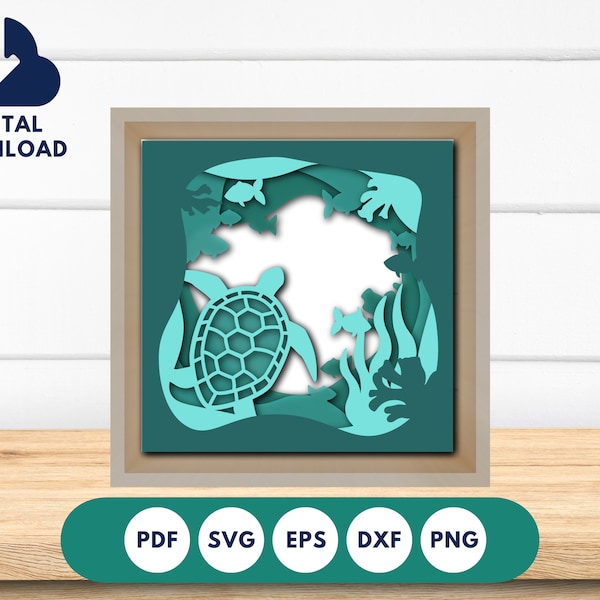 Sea Turtle 3D Shadow Box SVG - Sea Turtle SVG- Gift for Kids- DIY crafts- Paper Cut for Cricut- Sea Life Wall Art- Baby Shower Gift Sea Turtle 3D Shadow Box SVG - Sea Turtle SVG- Gift for Kids- DIY crafts- Paper Cut for Cricut- Sea Life Wall Art- Baby Shower Gift