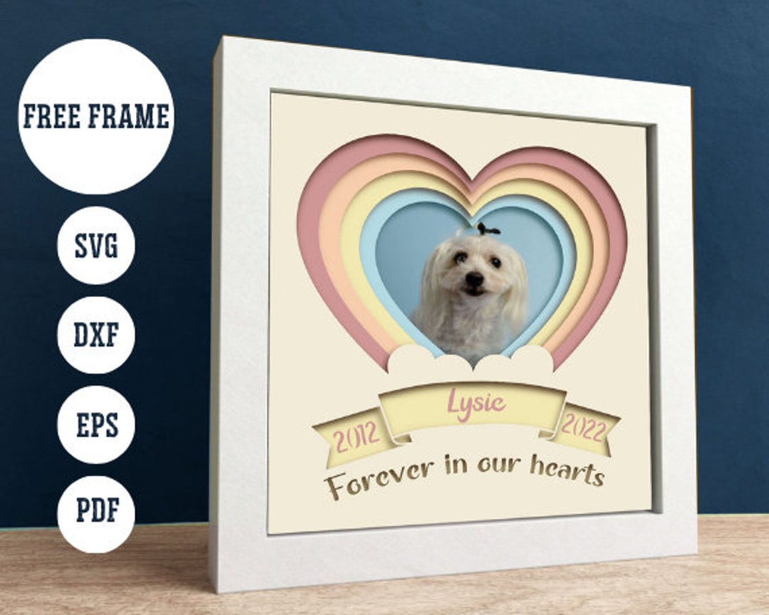 Personalized Dog Memorial Shadow Box 3D, Custom Pet Shadow Box SVG
