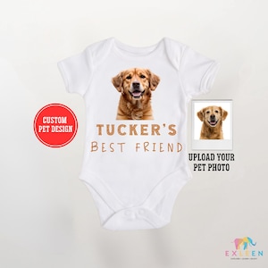 Custom Dog Onesie, Personalized Baby Shower Gift, Best Friend Custom Name Gift for Babies for Pet Lover Dogs Baby Gift, Custom Dog Romper