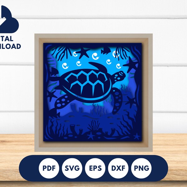 Sea Turtle 3D Shadow Box SVG - Sea Turtle SVG- Gift for Kids- DIY crafts- Paper Cut for Cricut- Sea Life Wall Art- Baby Shower Gift Sea Turtle 3D Shadow Box SVG - Sea Turtle SVG- Gift for Kids- DIY crafts- Paper Cut for Cricut- Sea Life Wall Art- Baby Shower Gift