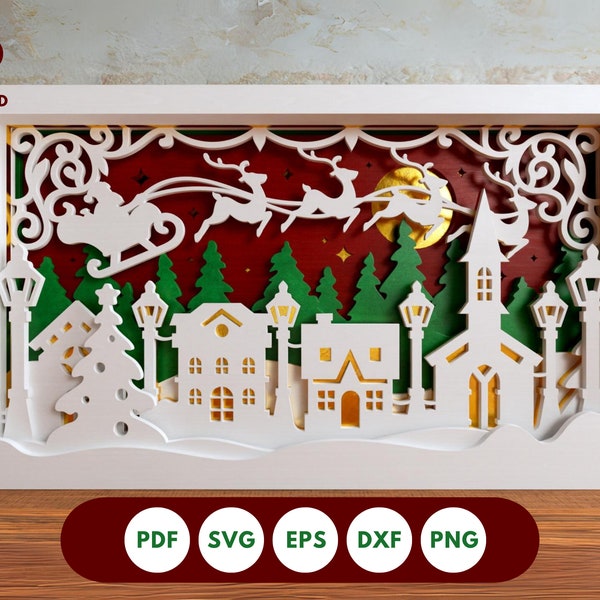 Christmas Village 3D Shadow Box SVG Cut File- SVG Files for Cricut - 3D Christmas Svg- DIY Christmas Gift- Christmas Shadow Box Christmas Village 3D Shadow Box SVG Cut File- SVG Files for Cricut - 3D Christmas Svg- DIY Christmas Gift- Christmas Shadow Box
