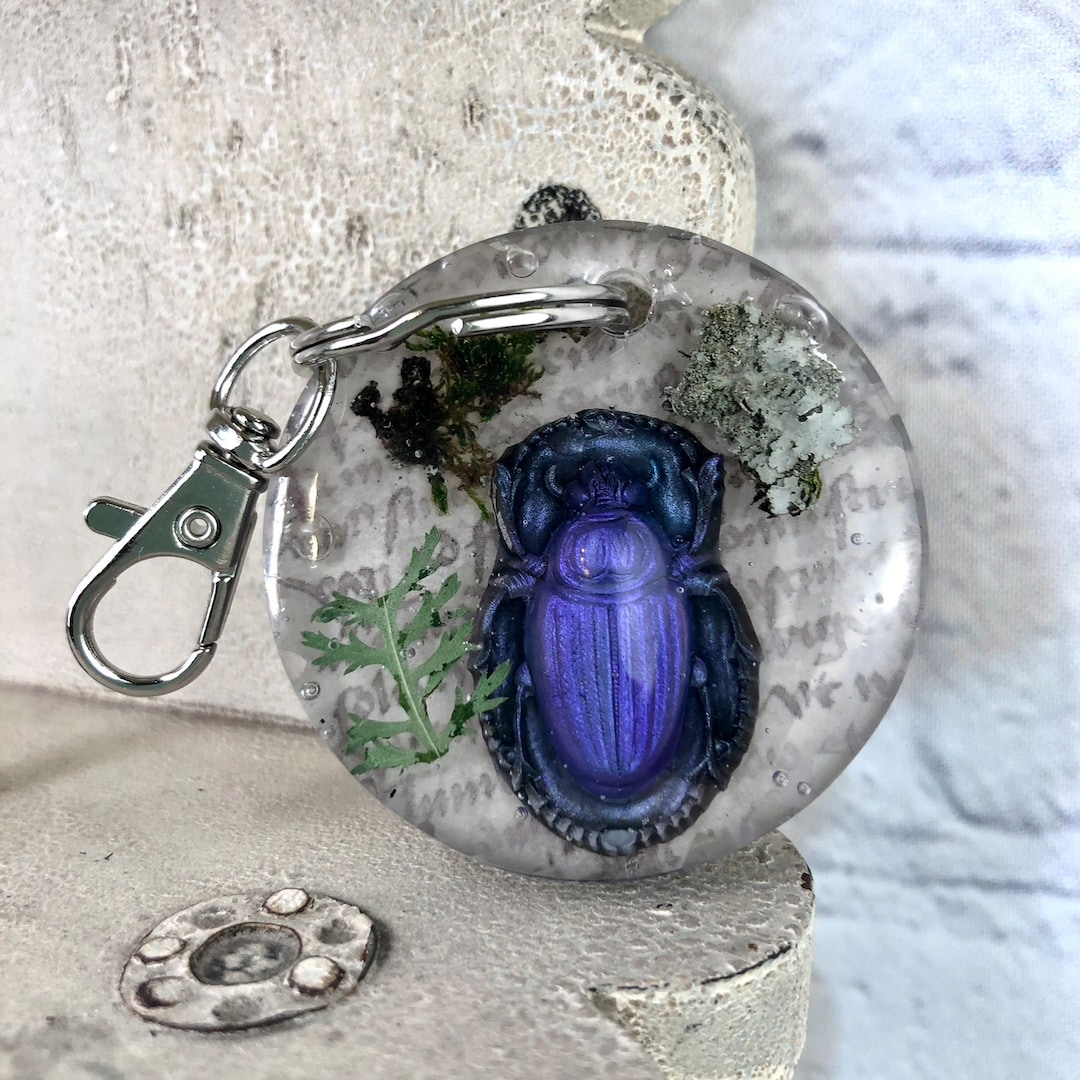 Beetle Keychain Insect Keychain Entomology Keychain Purple - Etsy
