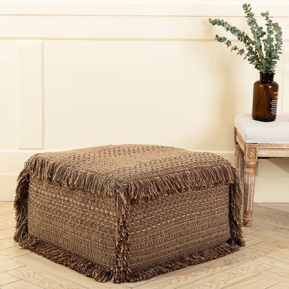 Boho Unstuffed Pouf Cover Ottoman Foot Rest Stool for Living Etsy