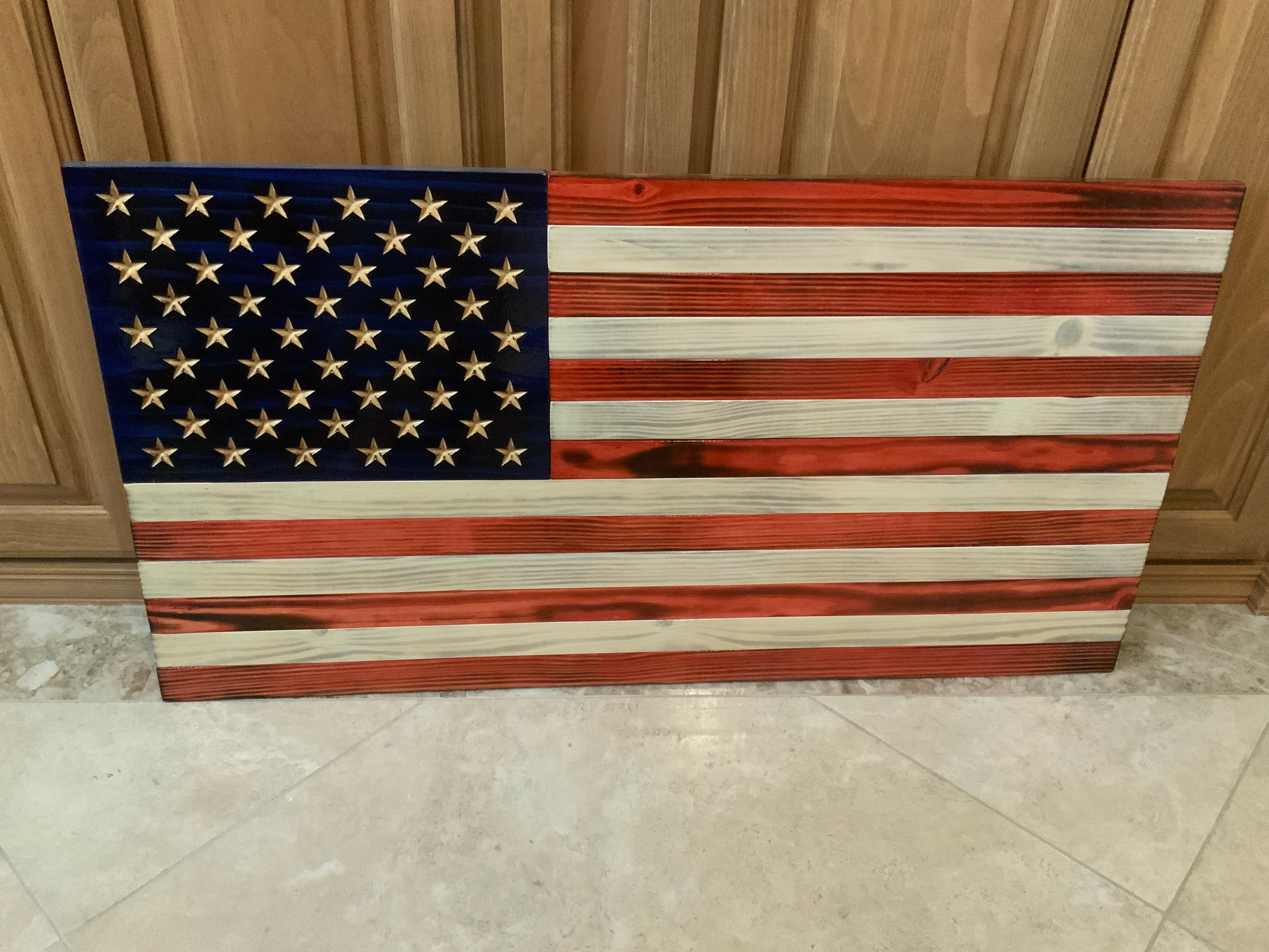 Custom Made Wooden American Flag Etsy