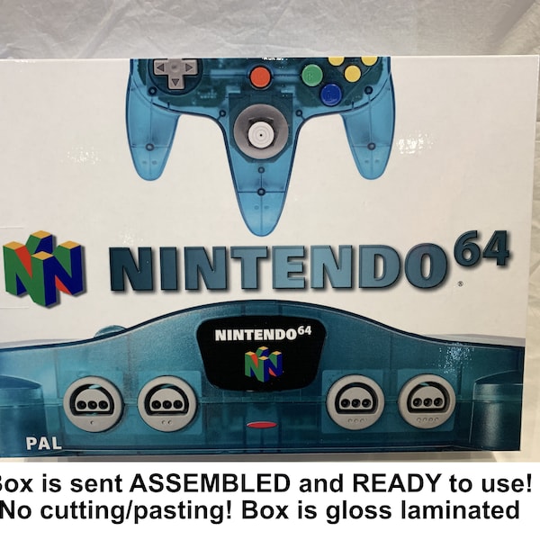 BOÎTE DE CONSOLE VIDE Funtastic Ice Blue pour Nintendo 64 ( Carton / Caja / Boîte / der Karton / Caixa)