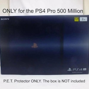 May include: A blue and black PlayStation 4 Pro 500 Million Limited Edition console box. The box has the Sony logo and the PlayStation 4 logo. The text "ONLY for the PS4 Pro 500 Million" is printed on the top of the box.