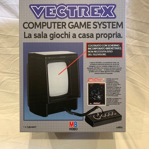 Vectrex Empty Console Box (Italian) with OPTIONAL Cardboard "Poly" / Inserts ( Caja / Boîte / der Karton / Caixa / Scatola / Doos )