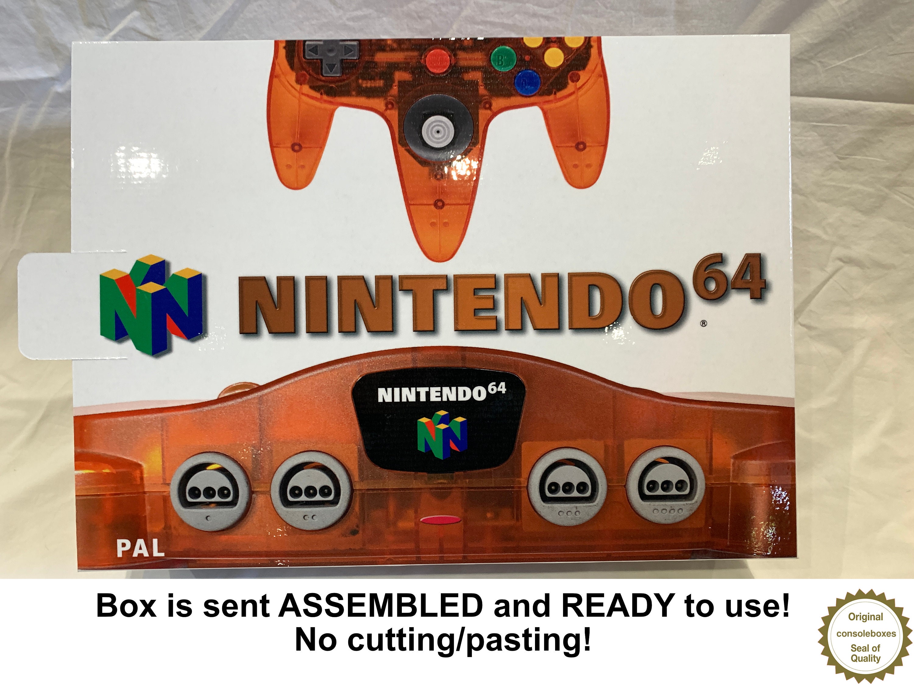 N64 Fire Orange Funtastic EMPTY CONSOLE BOX for Nintendo 64