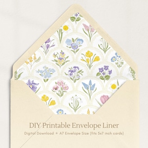 Printable Envelope Liner | Elegant Floral DIY Wedding Envelope Liner | Instant Download | Fits A7 Envelopes | Design: Windsor