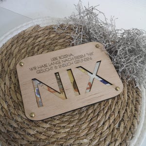 Holz Karte nix zum schenken Geldgeschenk nichts personalisiert zum Geburtstag, Weihnachten oder Dankeschön