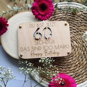 Du bist jetzt 30 das sind 60 mark Geschenk zum Geburtstag runder Geburtstag 20 30 40 50 60 70 80 90 personalisiert persönliches Geld Karte