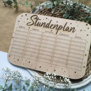 Stundenplan für Schulkinder Einschulung Schulkind Schule Holz boho Stunden plan Geschenk zur Einschulung