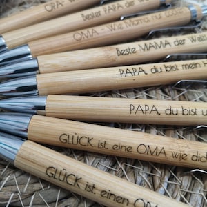 Kugelschreiber personalisiert aus Holz zum muttertag oder vatertag für Papa und Mama, Oma und Opa Bambus Geschenk Geschenkidee zum vatertag