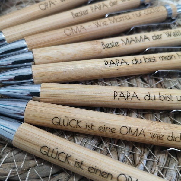 Ballpoint pen personalized from wood for mother's day or father's day for dad and mom, grandma and grandpa bamboo gift gift idea for father's day