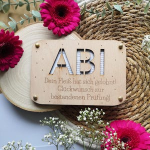 Karte zum Schulabschluss Geschenk zum Abi Prüfung oder besondere Ergebnisse Holz modern boho handgemacht Geldgeschenk personalisiert
