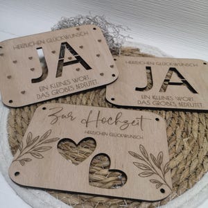 Holz Karte zur Hochzeit mit herz und Platz für Geld geldkarte Geldgeschenk Geschenk für Hochzeit