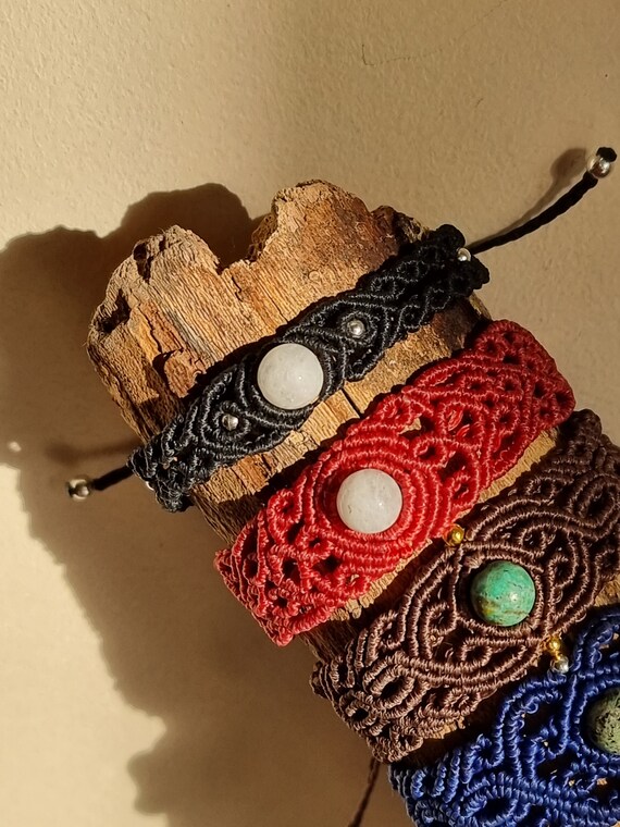 Macrame Bracelet With Natural Moonstone Bead Boho Macrame Bracelet