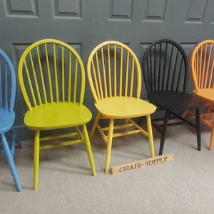 Modern Windsor Back Kitchen Dining Chairs Solid Beech Painted in Farrow and Ball