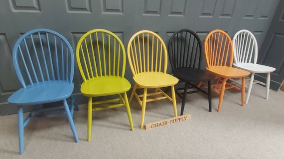Modern Windsor Back Kitchen Dining Chairs Solid Beech Painted in Farrow and Ball Etsy UK