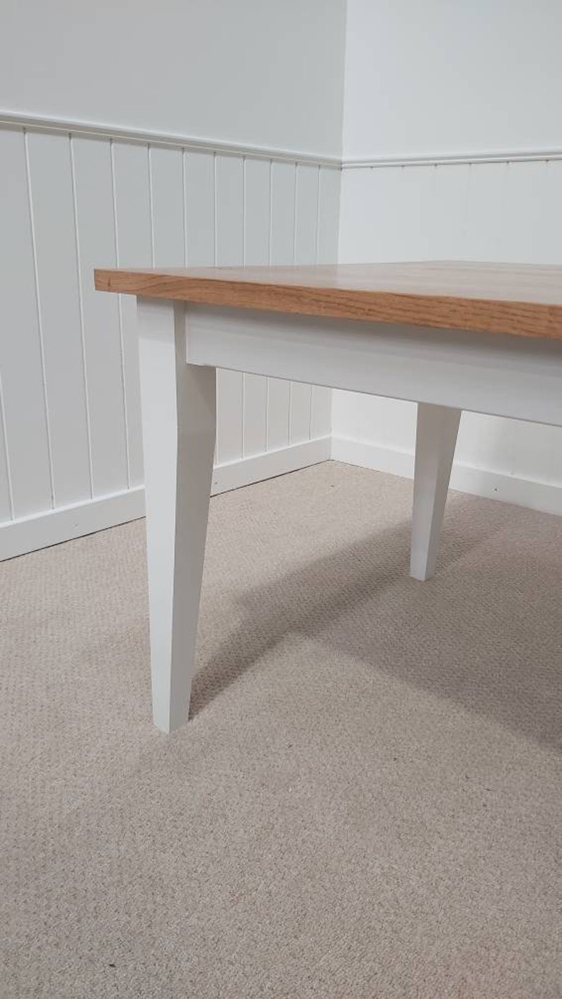 Made to Order Solid Oak Plank Top Dining Table With Tapered Etsy UK
