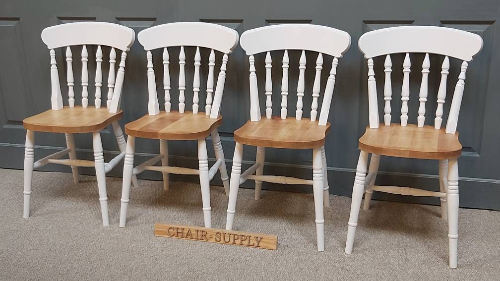 Country Farmhouse 2 Tone Spindle Back Kitchen Dining Chairs - Etsy UK