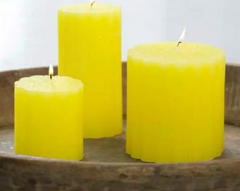 Rustic Scalloped Pillar Candles Lemon