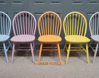 Modern Windsor Back Kitchen Dining Chairs Solid Beech Painted in Farrow and Ball